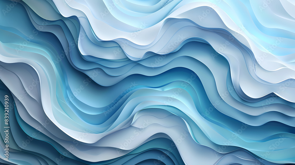 Abstract light blue waves paper art background vector image Abstract light blue waves paper art background vector image