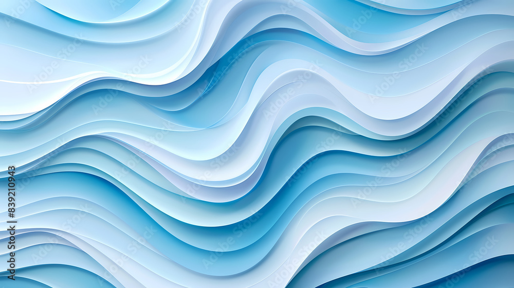 Fototapeta premium Abstract light blue waves paper art background vector image