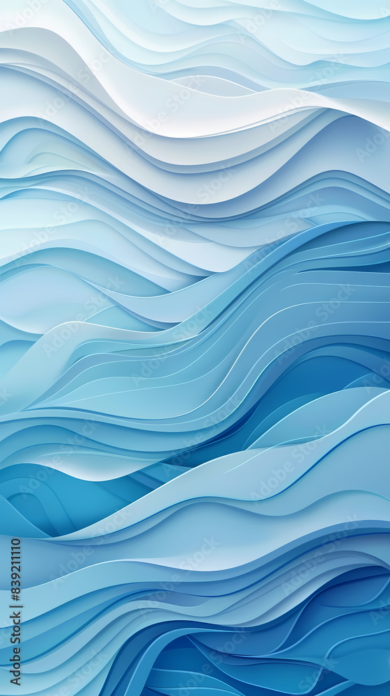Abstract light blue waves paper art background vector image Abstract light blue waves paper art background vector image