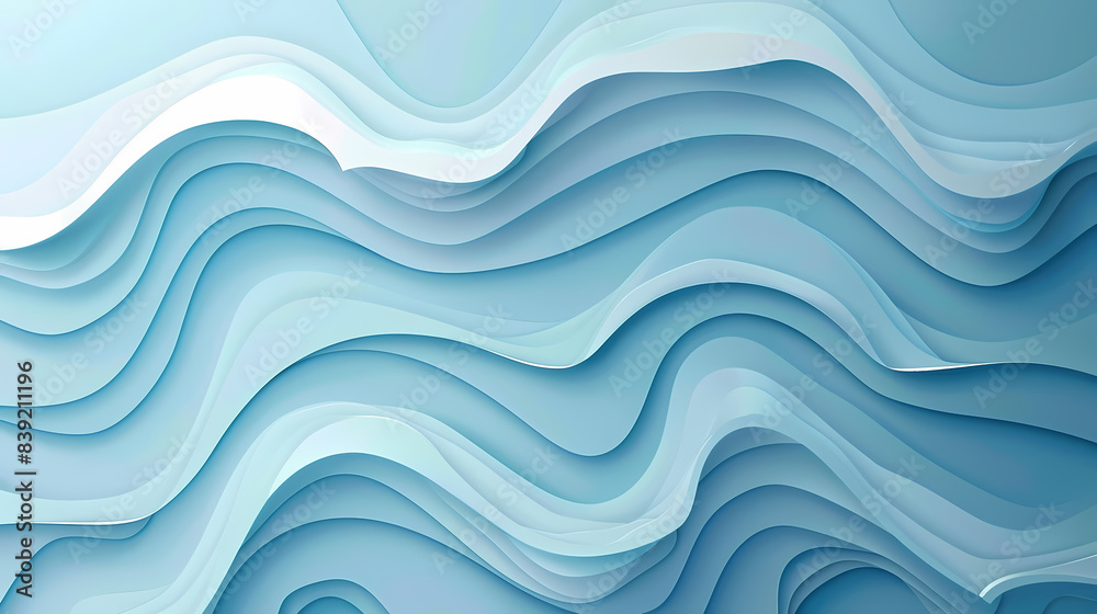 Abstract light blue waves paper art background vector image Abstract light blue waves paper art background vector image