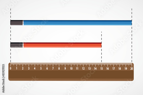 Maths. Ruler. Maths. Wooden ruler and pencil vector, illustration. for math and physics classes. Colored pencil. Ösym, lgs. photo