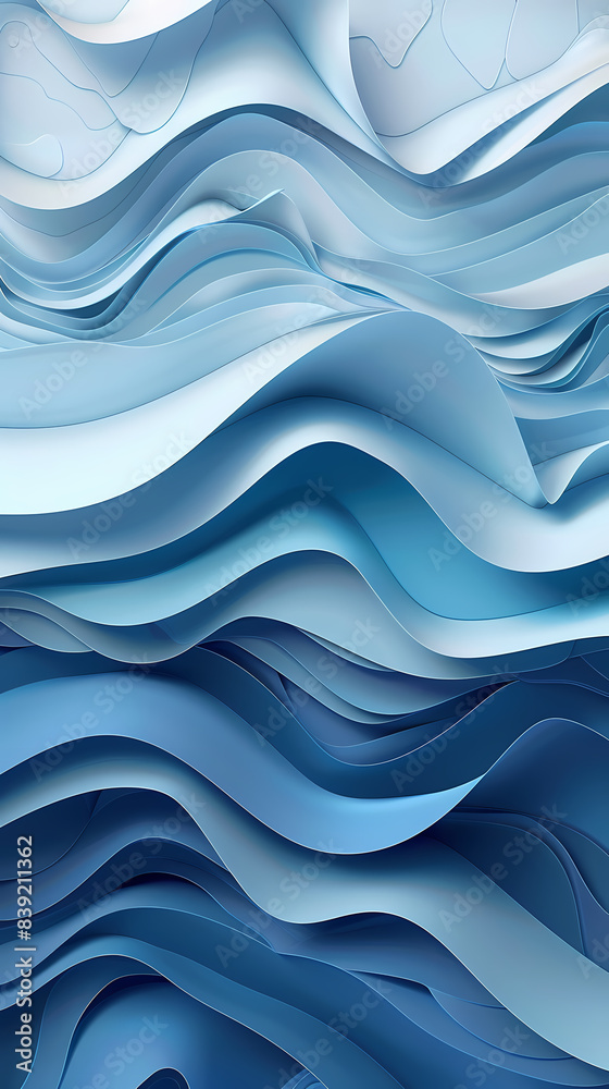Abstract light blue waves paper art background vector image Abstract light blue waves paper art background vector image