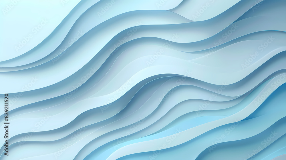 Fototapeta premium Abstract light blue waves paper art background vector image