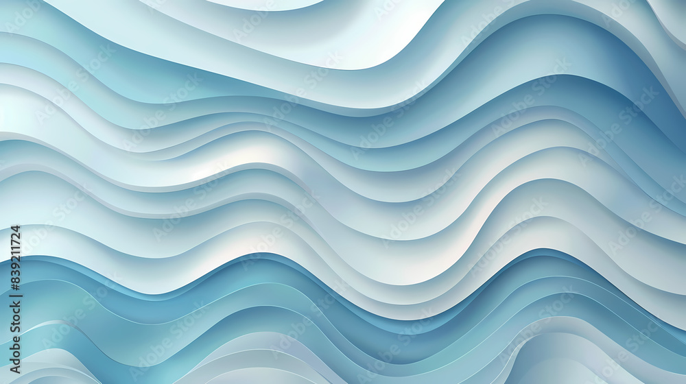 Fototapeta premium Abstract light blue waves paper art background vector image
