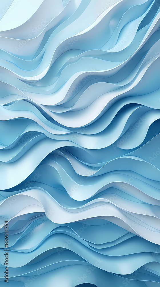 Fototapeta premium Abstract light blue waves paper art background vector image