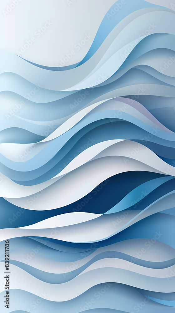 Fototapeta premium Abstract light blue waves paper art background vector image