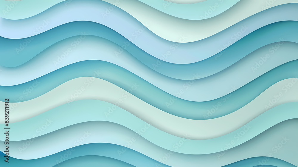 Obraz premium Abstract light blue waves paper art background vector image