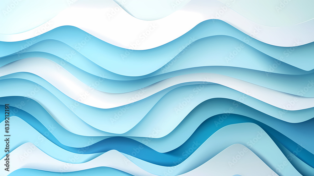 Fototapeta premium Abstract light blue waves paper art background vector image