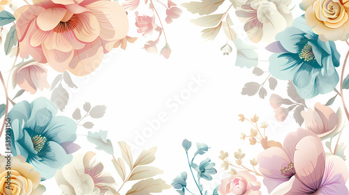 Colorful flower frames for wedding invitations, wallpapers, fashion postcards, backgrounds, and textures.	