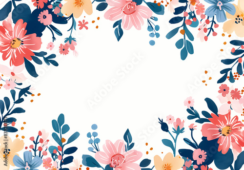 Colorful flower frames for wedding invitations, wallpapers, fashion postcards, backgrounds, and textures.	