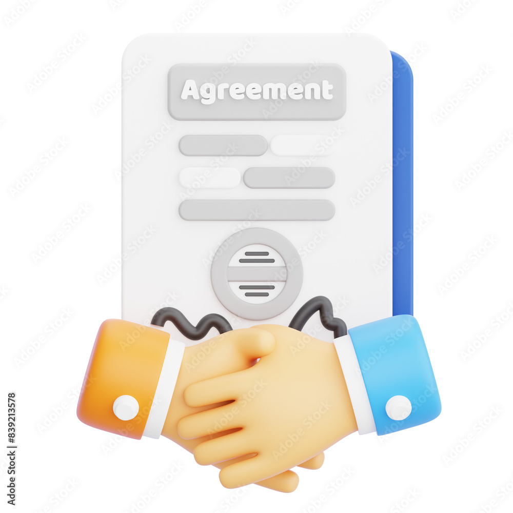Business Agreement 3D Illustration with Isolated Background Business Agreement 3D Illustration with Isolated Background