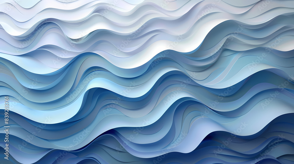 Fototapeta premium Abstract light blue waves paper art background vector image