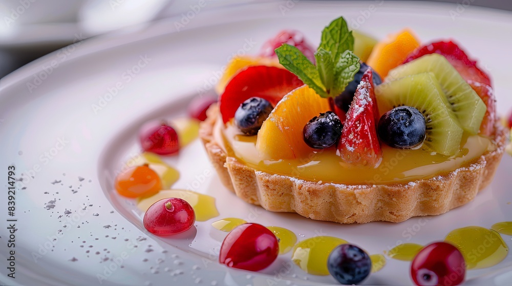 fruit tart on a white plate. HD professional photography fruit tart on a white plate. HD professional photography