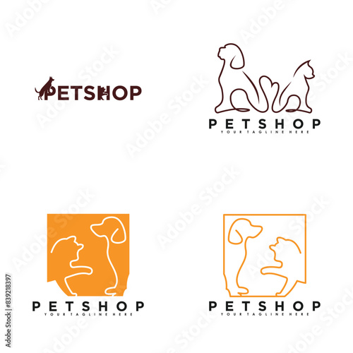 Set petshop logo desihn vector with creative concept premium