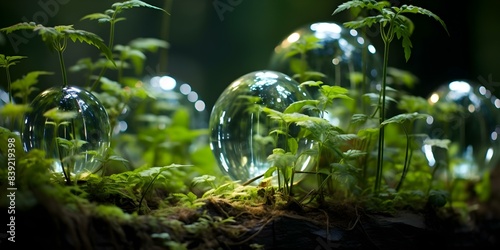 Glass ball plants grown naturally in forest setting. Concept Glass ball, Plants, Forest, Nature, Photography