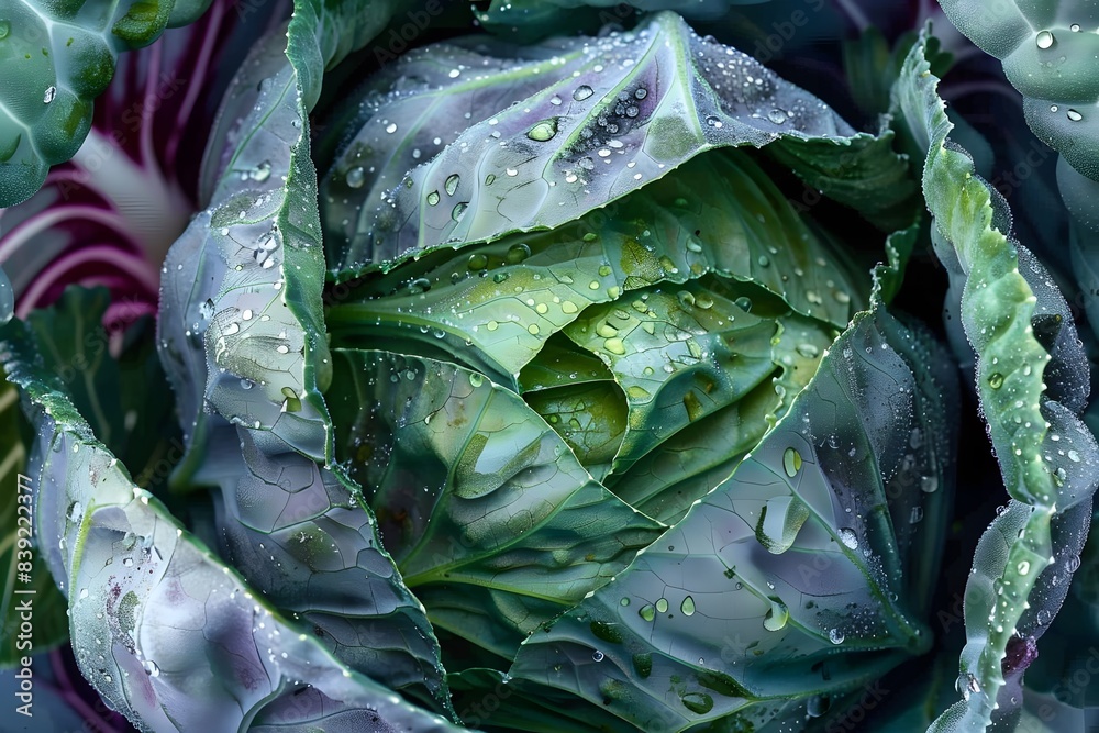 Big cabbage in green leaves closeup beautiful healthy vegetable. Top view. Big cabbage in green leaves closeup beautiful healthy vegetable. Top view.