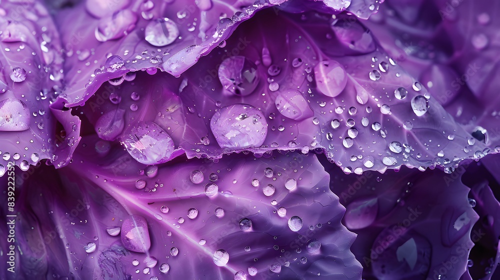 Purple cabbage with water droplets. Close up. Vegetable harvest. Purple cabbage with water droplets. Close up. Vegetable harvest.
