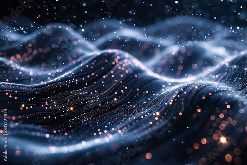 Abstract lines converge on radiant dots, embodying the power of connectivity. Desktop wallpaper.	
