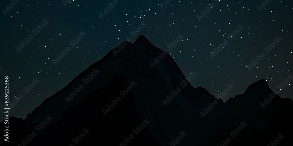 Night sky over mountain peak, close-up on stars twinkling above sharp silhouette, clear dark backdrop. Night sky over mountain peak, close-up on stars twinkling above sharp silhouette, clear dark backdrop.