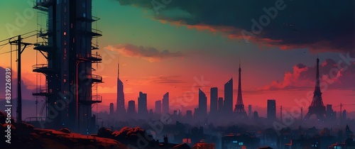 Futuristic Cityscape at Sunset