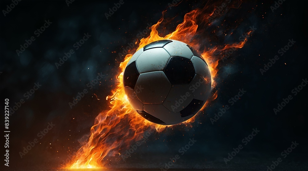 Fototapeta premium Fiery Soccer Ball in Motion