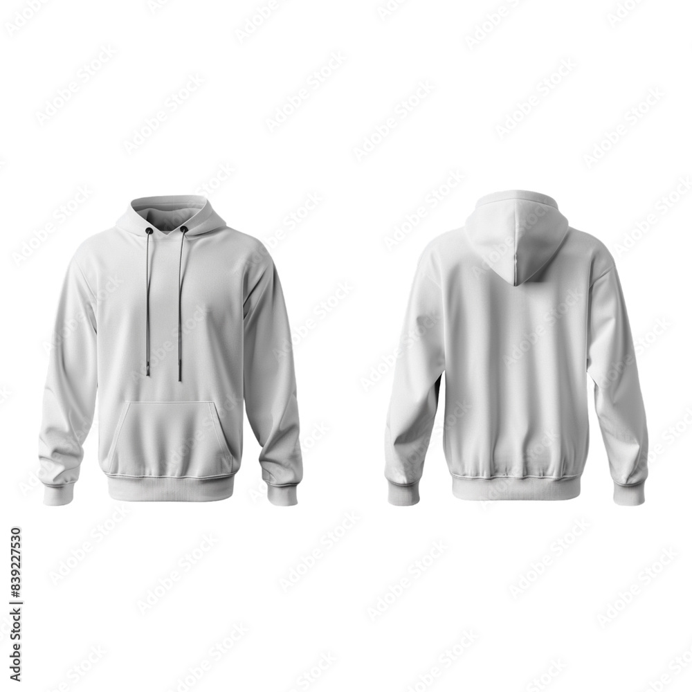 Blank White Hoodie Mockup Template Front and Back Isolated transparent, Generative AI Blank White Hoodie Mockup Template Front and Back Isolated transparent, Generative AI