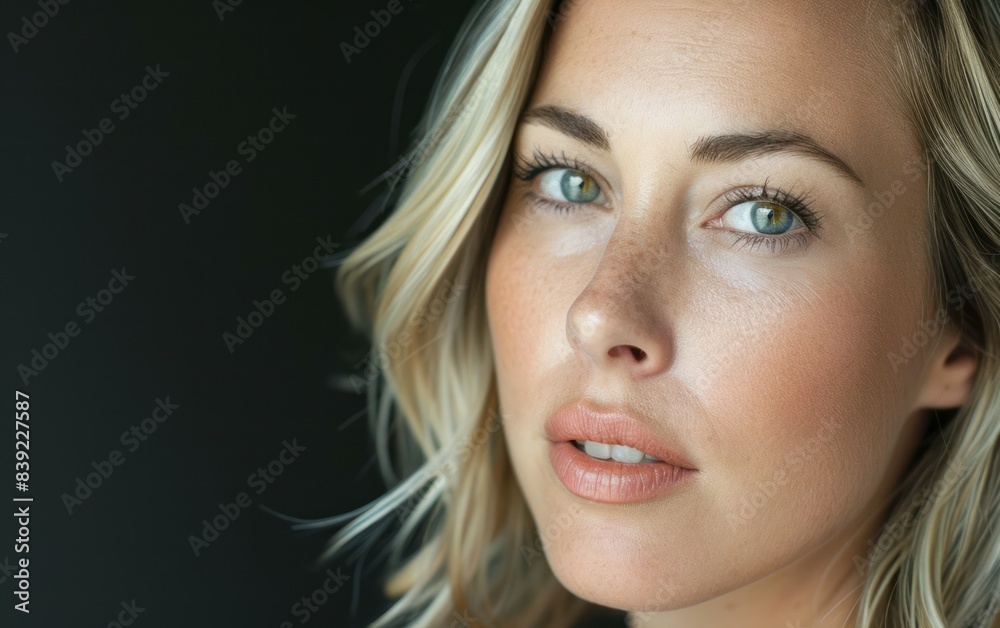 Close-up Portrait of a Woman with Striking Eyes Close-up Portrait of a Woman with Striking Eyes