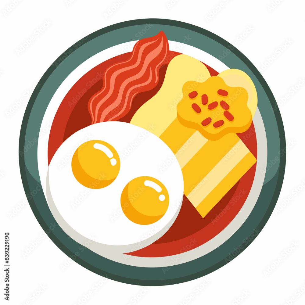 fried eggs with bacon and vegetables fried eggs with bacon and vegetables