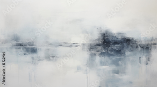 Abstract landscape art in blue and white
