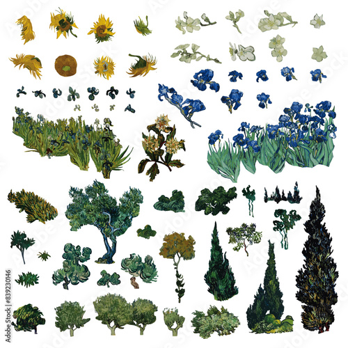 Set of Plants based on Vincent van Gogh Works of Art.
File format: Adobe Illustrator (.ai)