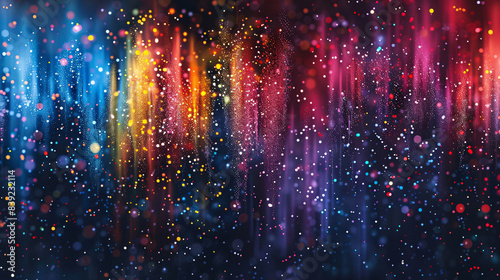 Firework display with colorful bursts and confetti raining down