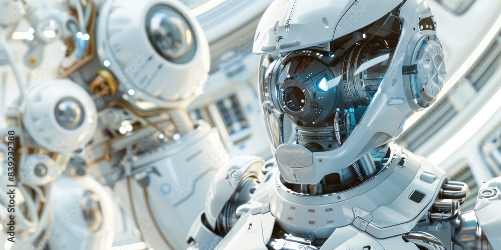Futuristic Robot in High-Tech Facility Futuristic Robot in High-Tech Facility