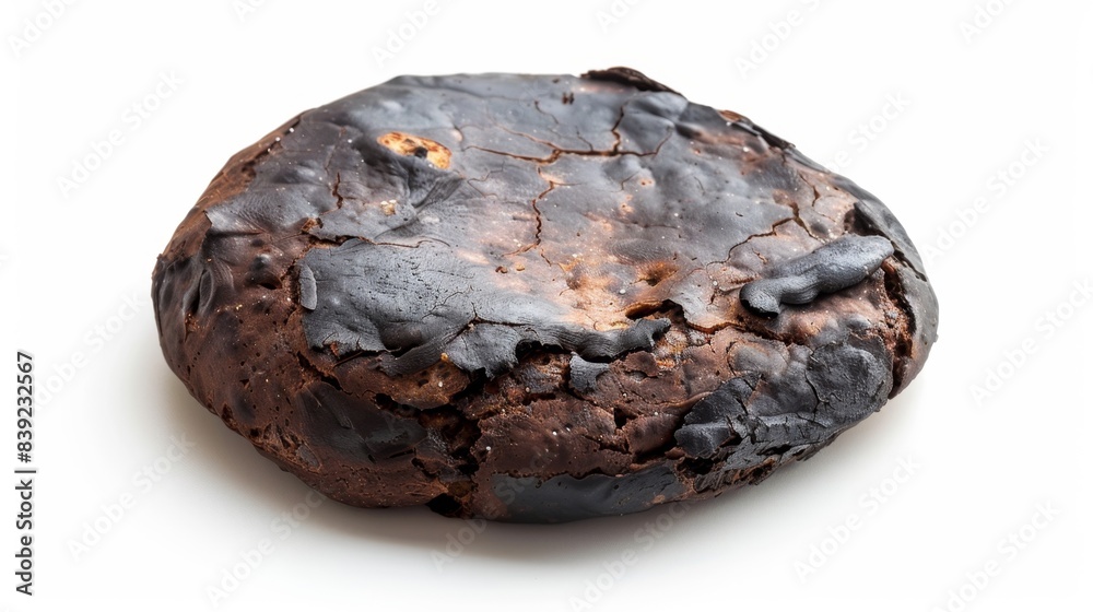 burnt scone isolated on white background, food waste concept for designer 