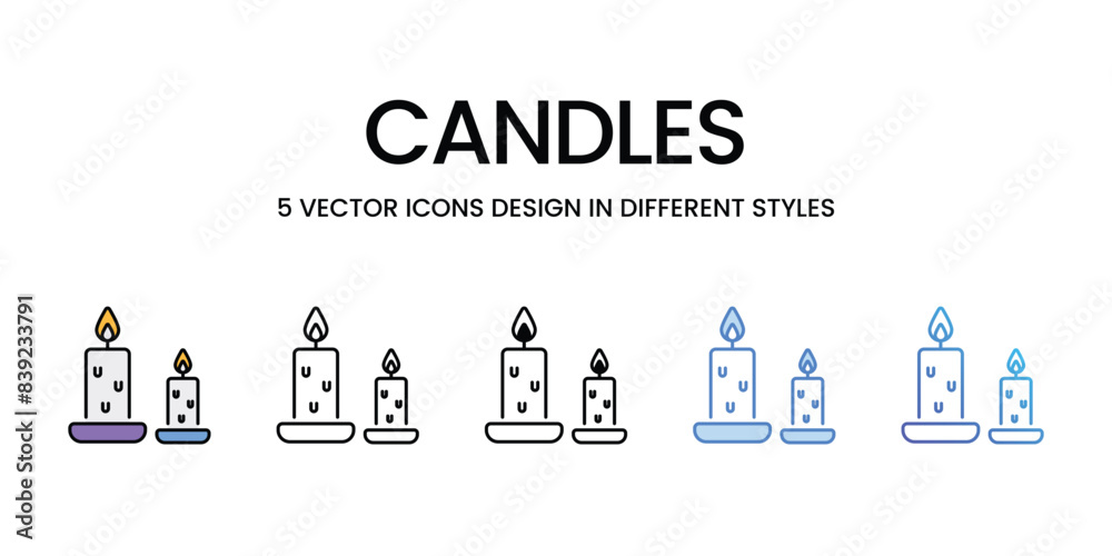 Candles icons vector set stock illustration.