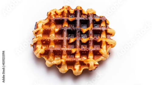 burnt waffle isolated on white background, food waste concept for designer 