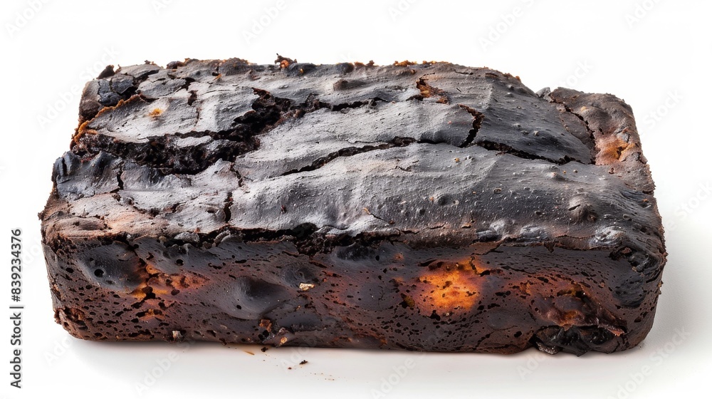 Fototapeta premium burnt zucchini bread Isolated on white background. concept of food waste for designer.