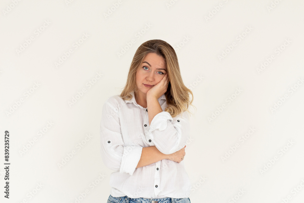 Girl feeling pity empathy friend telling sad story. Attractive stylish glamour girl feel boredom dating uninteresting guy lean head palm smirking frowning intense look annoyed Girl feeling pity empathy friend telling sad story. Attractive stylish glamour girl feel boredom dating uninteresting guy lean head palm smirking frowning intense look annoyed