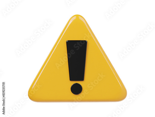 Warning icon 3d render illustration 