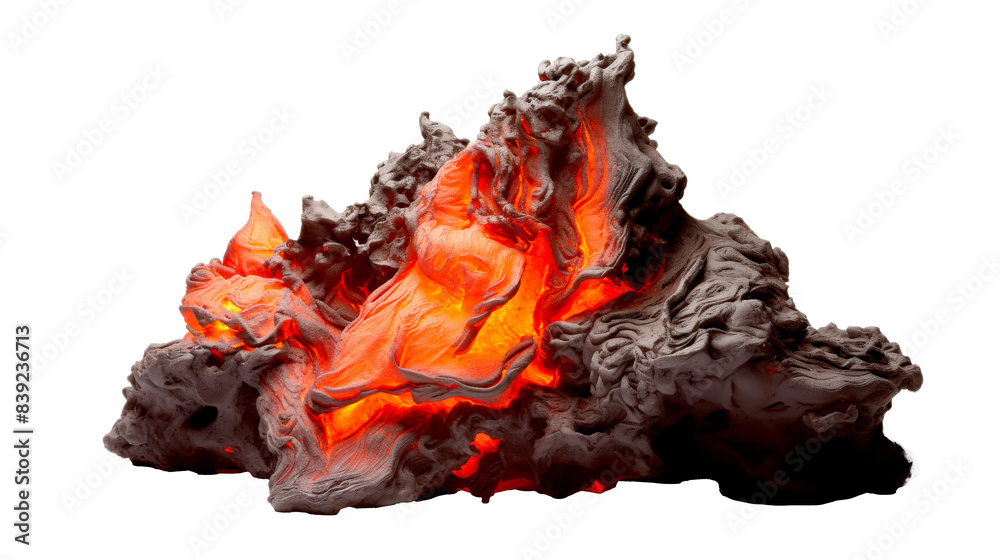 Dramatic Volcanic Eruption with Flowing Lava