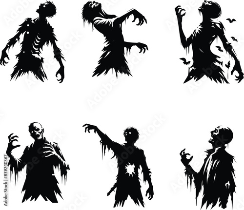 Zombie halloween collection silhouette vector file