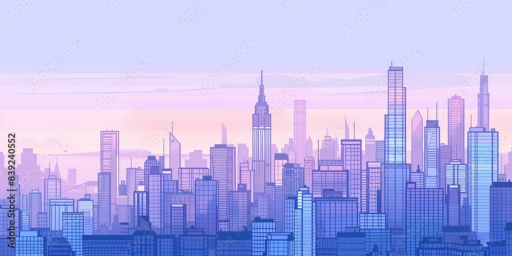 Fototapeta premium Evening Cityscape in Bold Colors