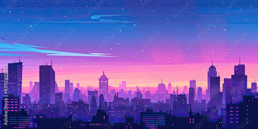 Evening Cityscape in Bold Colors Evening Cityscape in Bold Colors
