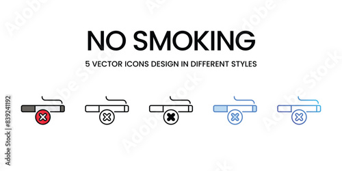 No Smoking icons vector set stock illustration.