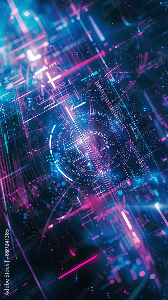 Naklejka premium technology and lights of fractal realms