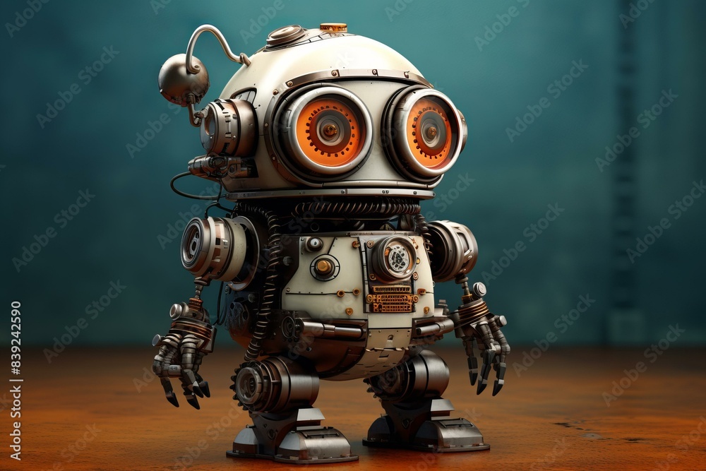 Mechanical Steampunk small cute robot. Power science. Generate Ai Mechanical Steampunk small cute robot. Power science. Generate Ai