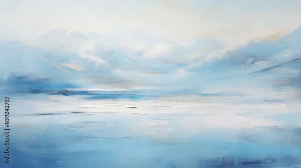 Fototapeta premium Abstract blue landscape art with white clouds