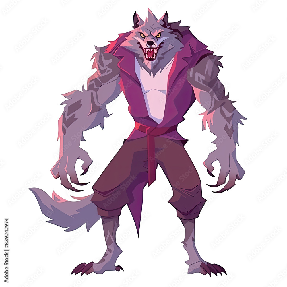 Fototapeta premium An illustration of a Vukodlak looking at the camera