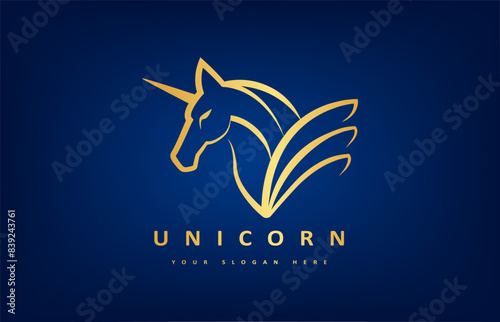 Unicorn logo vector. Animal Mythical creature.