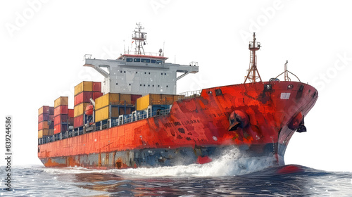Cargo ship color cut out on .PNG transparent background