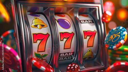 Golden slot machine wins the jackpot. 777 Big win concept. Casino jackpot